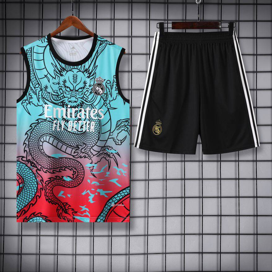 24-25 Real Madrid jersey sleeveless training suit new pants double pocket