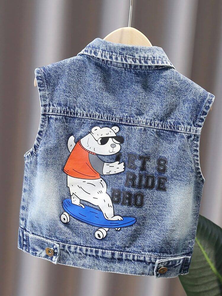 2024 new boys Korean version of spring and autumn clothes, shoulder baby vest, children's vest jelly denim jacket tide