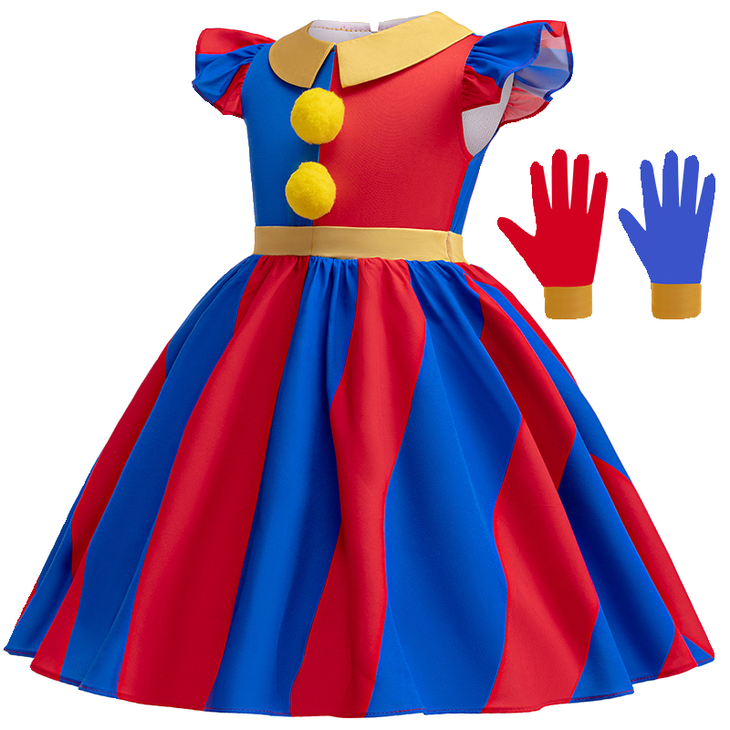 Magic Digital Harmony Troupe Pamani Clown Clothing Children Cos clothes Girls and Girl Kane Dress Performance