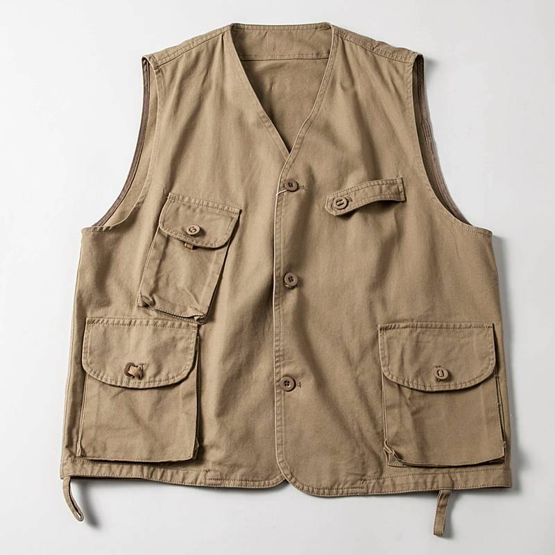 American retro loose BF neutral multi -pocket worker, men and women, couples, horses clip vest trendy sleeveless jacket