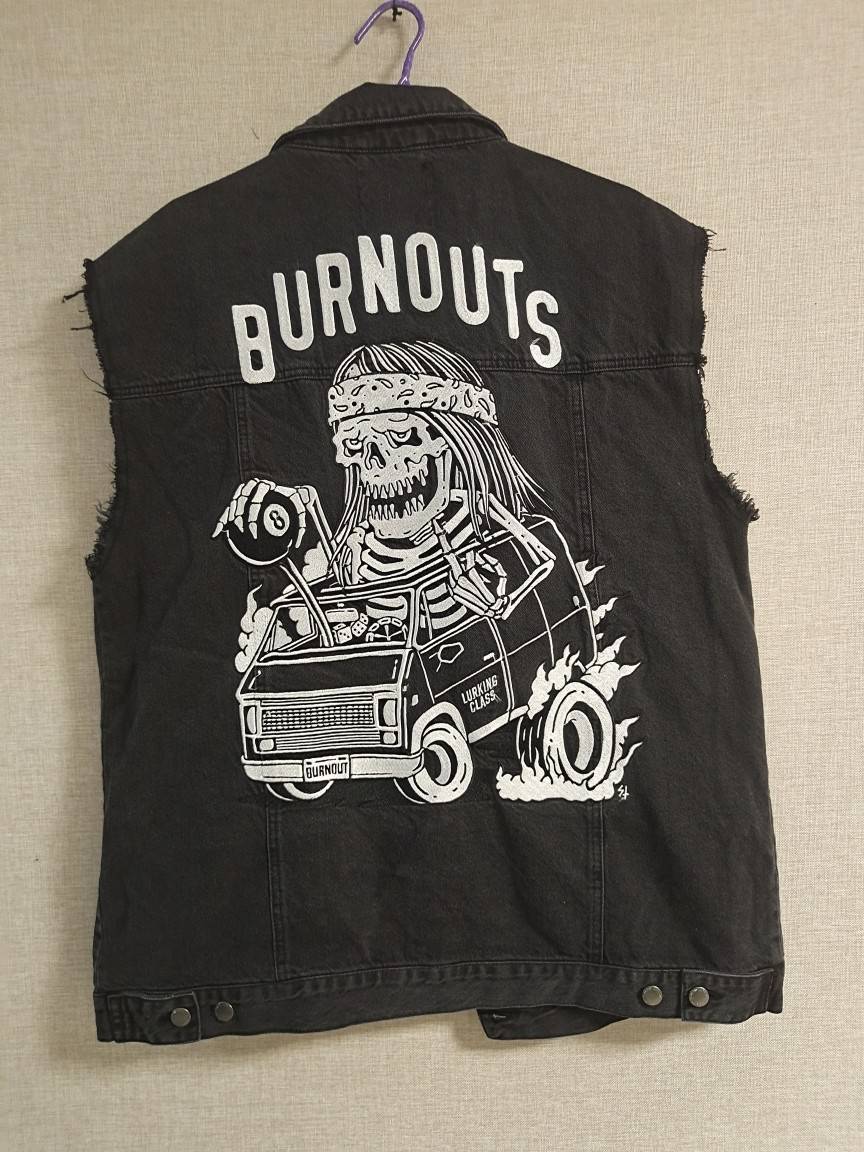 Spring and autumn denim vest men's loose shoulder jacket large size handsome woolen locomotive jacket Korean trend