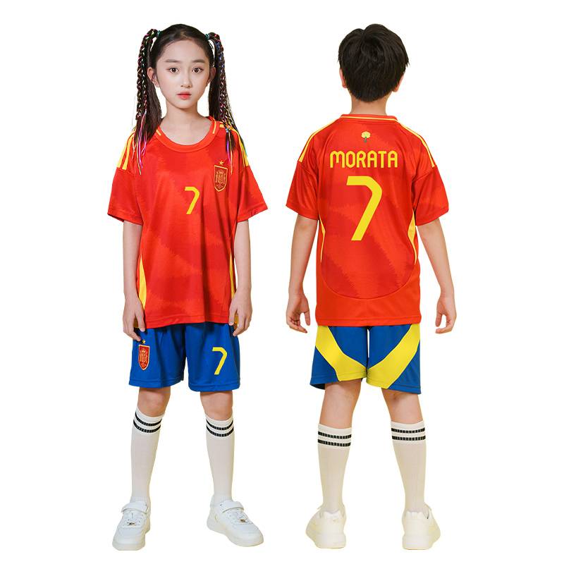 2024 European Cup Spanish Jersey Children's Football Clothing Set Boys Amal National Team Training Services Customization