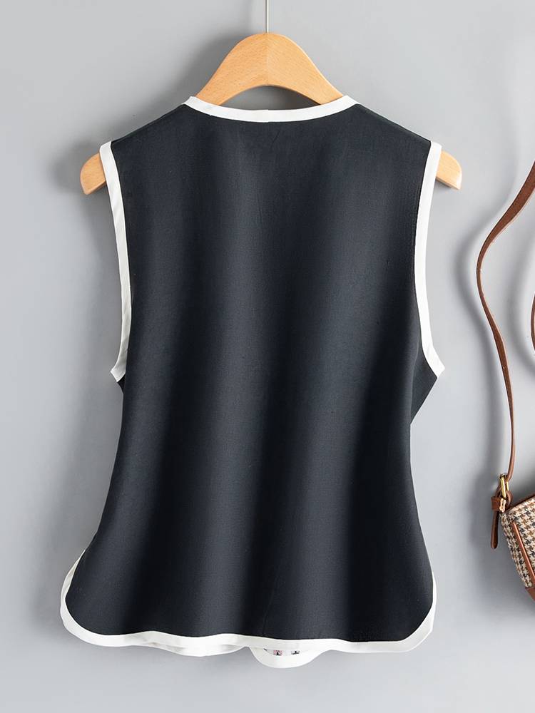 Real silk top female mulberry silk sleeveless vest 2024 new summer linen vest versatis shoulder shoulders