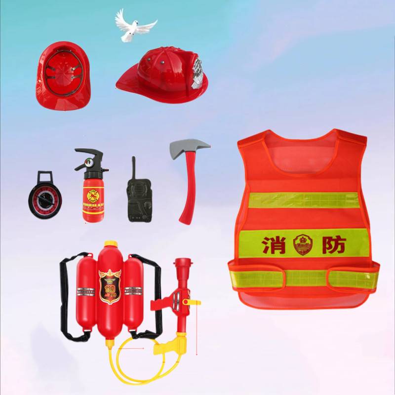 Children's firefighter clothes Occupation experience kindergarten performance fire service toy fire cap helmet, vest vest