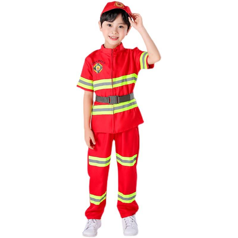Children's firefighter clothes Occupation experience kindergarten performance fire service toy fire cap helmet, vest vest