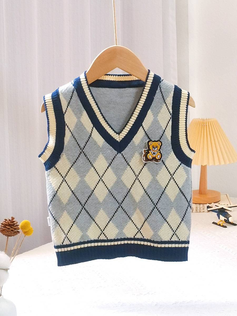 Boys vest autumn and winter infant knitted woolen sweater wearing new cardigan baby small vests thin external shoulder spring