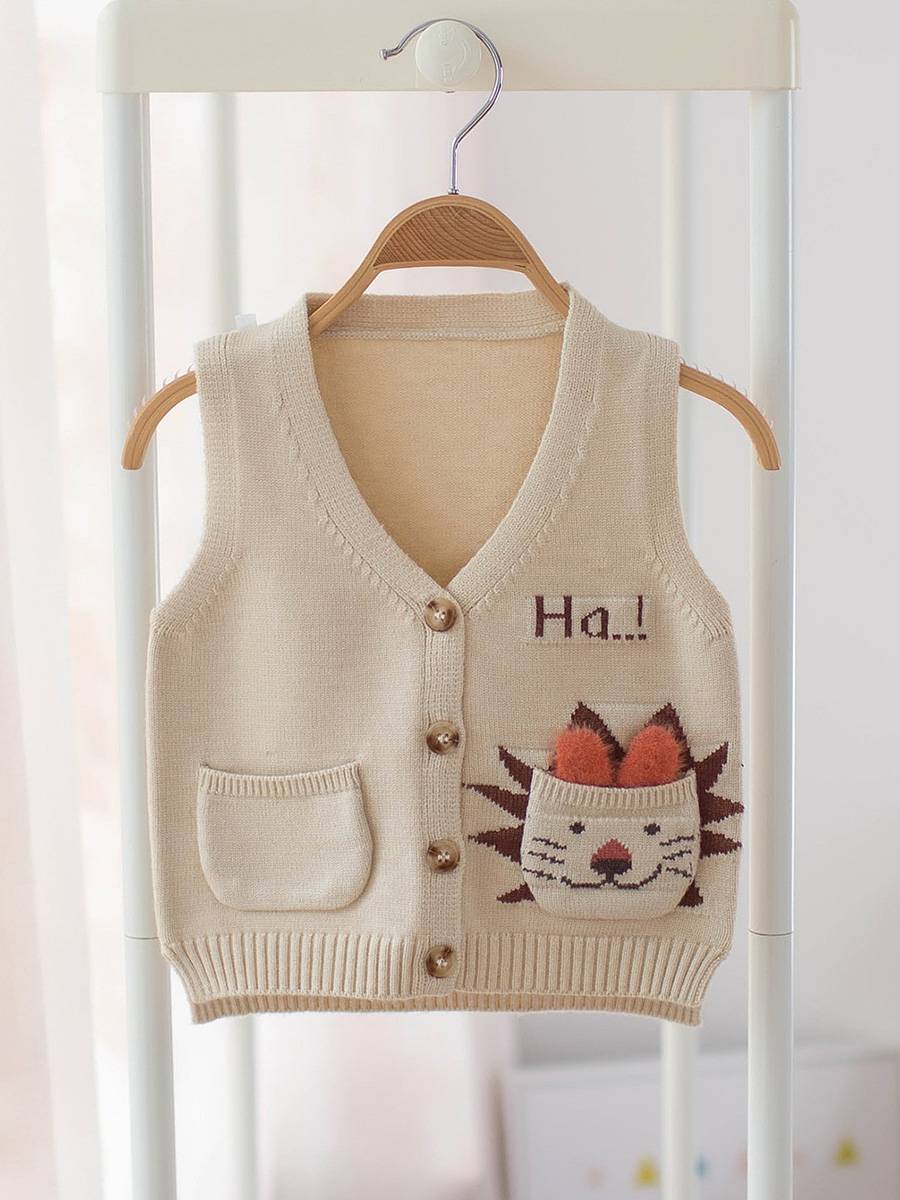 Boys vest autumn and winter infant knitted woolen sweater wearing new cardigan baby small vests thin external shoulder spring