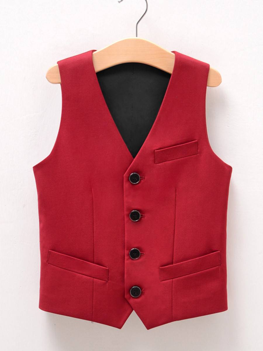 Boys suit vest Yinglun style handsome children suit horse clip white boy red dress piano performance suit