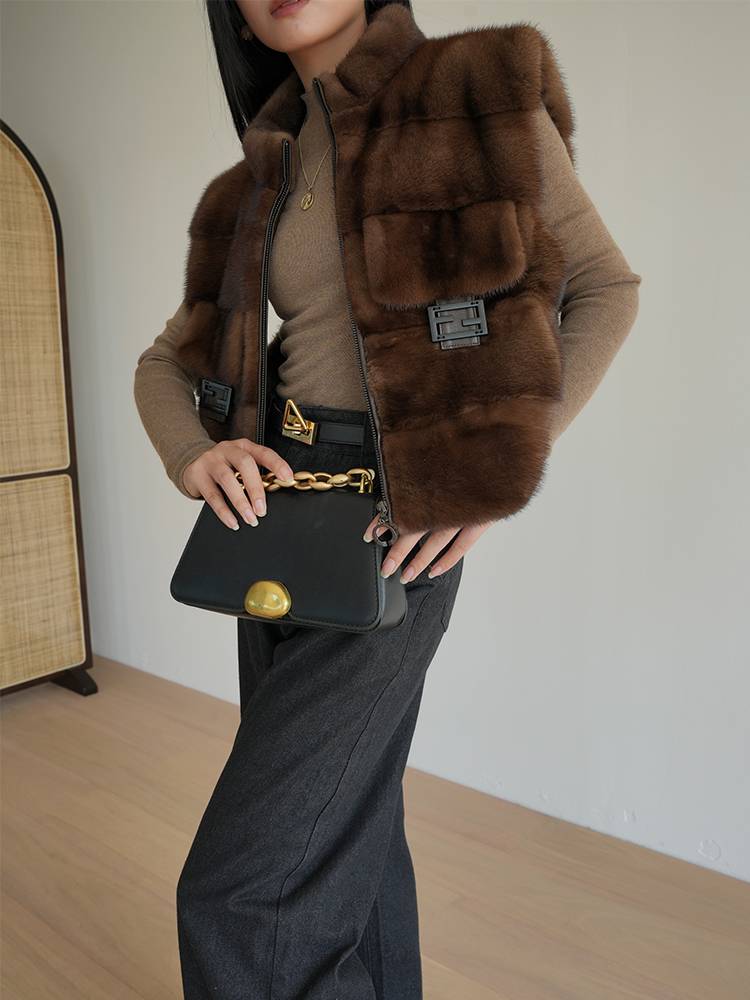 Hg/mink coat female short whole mink grass jacket 2024 winter new fur integrated vest youth