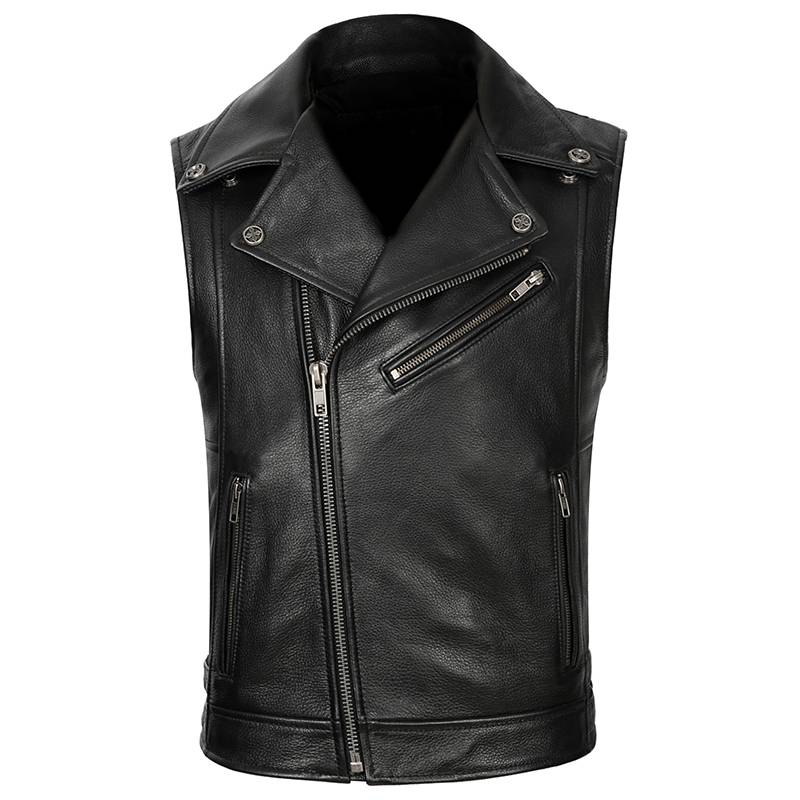 Harley locomotive Men's Pima head layer cowhide ride sleeveless leather leather jacket string tipper motorcycle leather vest