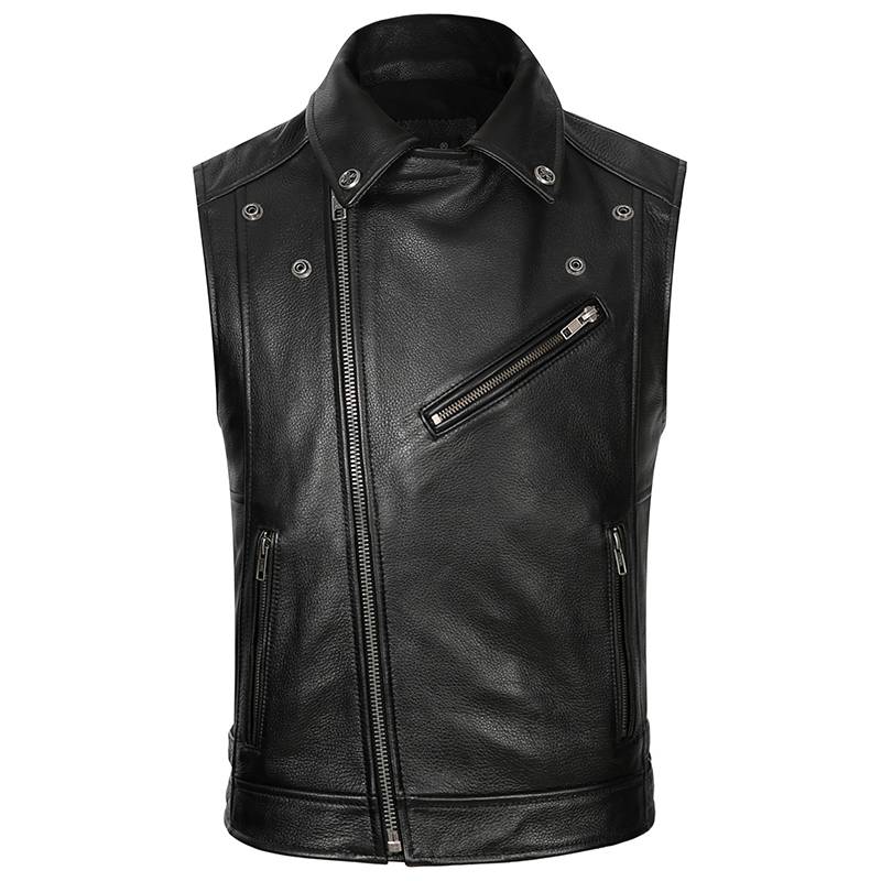 Harley locomotive Men's Pima head layer cowhide ride sleeveless leather leather jacket string tipper motorcycle leather vest