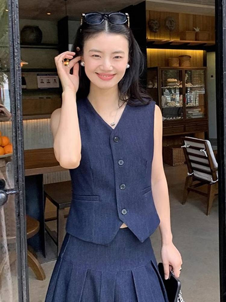 Single wearing a suit vest female summer thin high -end small incense wind horse clip cut shoulder, shoulder, shoulder, wearing sleeveless tops