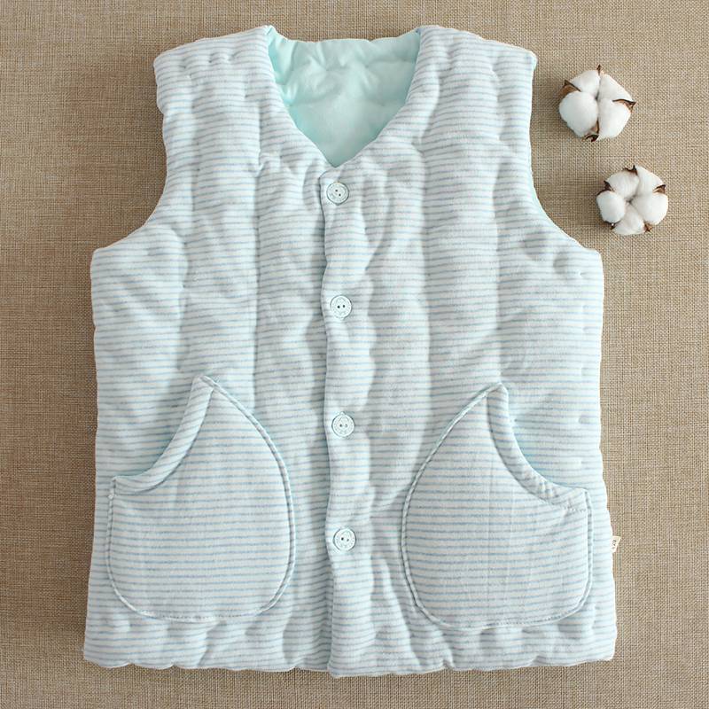 Zhongda Children's striped pure cotton vest manually sew male and female baby in autumn and winter thickened and warm home cotton vest