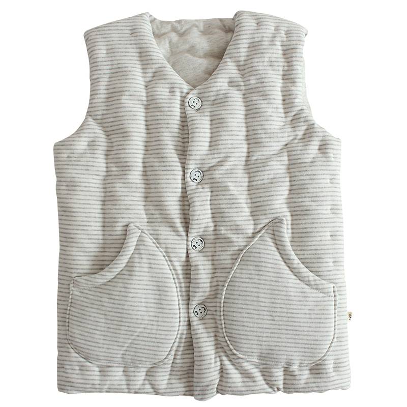 Zhongda Children's striped pure cotton vest manually sew male and female baby in autumn and winter thickened and warm home cotton vest