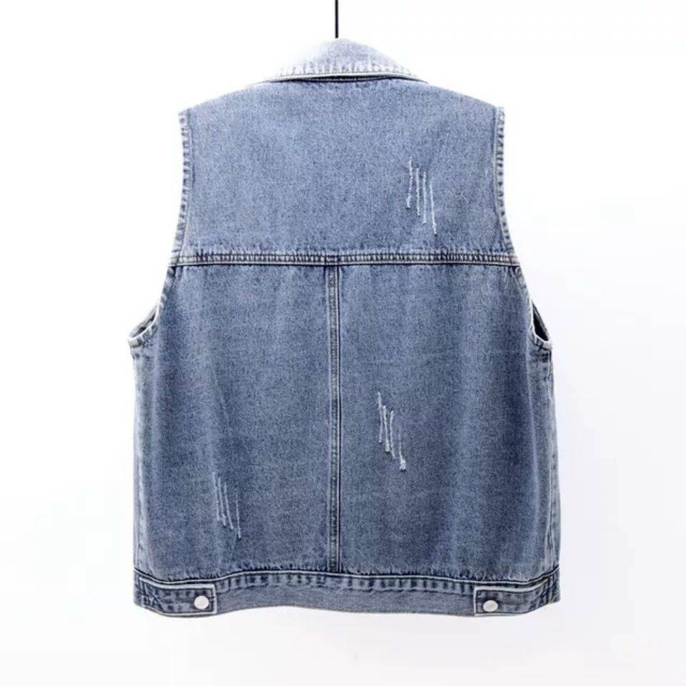 Denim horse armor short spring, summer, autumn and winter new products simple big pocket sleeveless vest versatile loose shirt