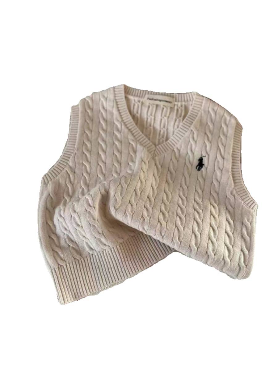 Children's sweater vest boys 2024 spring new versatile top foreign qi babies knit vest female solid color