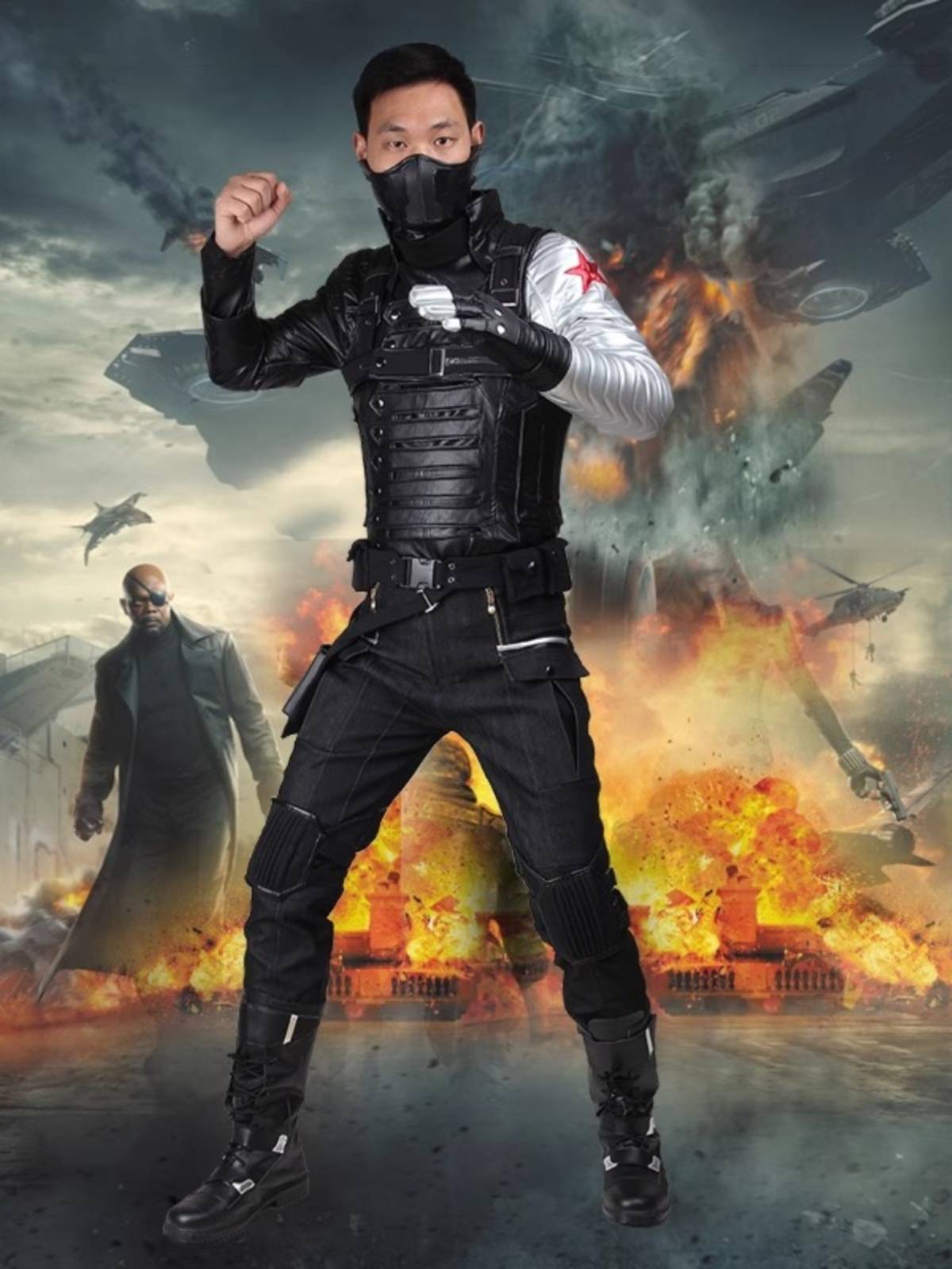 Man Music Captain 2 Winter Warrior Winter Bucks Cosplay Costume 3376