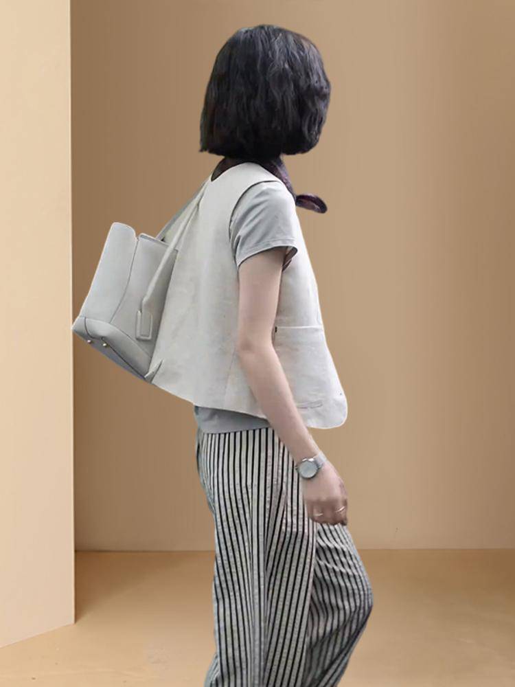 Cotton and Mainee European Station thin coat horseshop summer European cargo vest 2024 new flax jacket vest women's clothing outside
