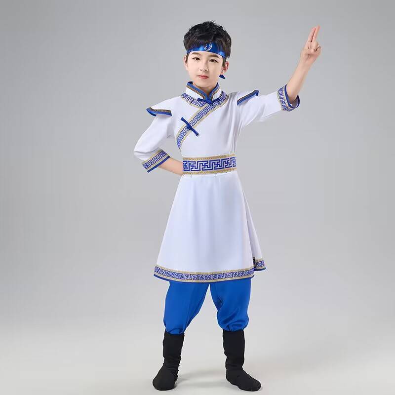 Liuyi Children's Mongolian Performance Service Girls' Mongolian Chopsticks Dance Services Men and Girls, Mongolian Mongolian Serving White Horse