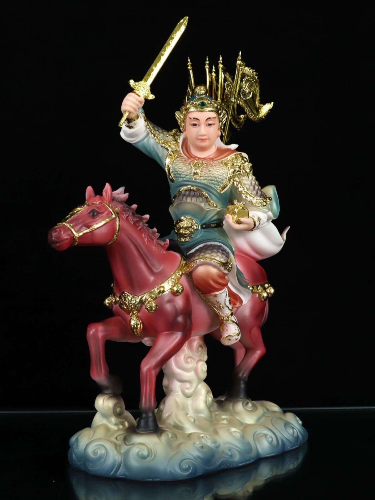 Resin yellow running reported to General Horse Riding Horses Horse Horse Horse Statue Northeast Erling Children's Protection Law Chinese Home Place