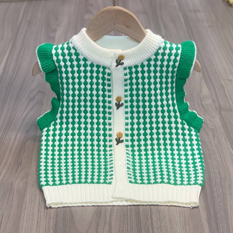 Girl knit vest jacket children's shoulder -length sleeveless horses, baby sweater children's kainella vests