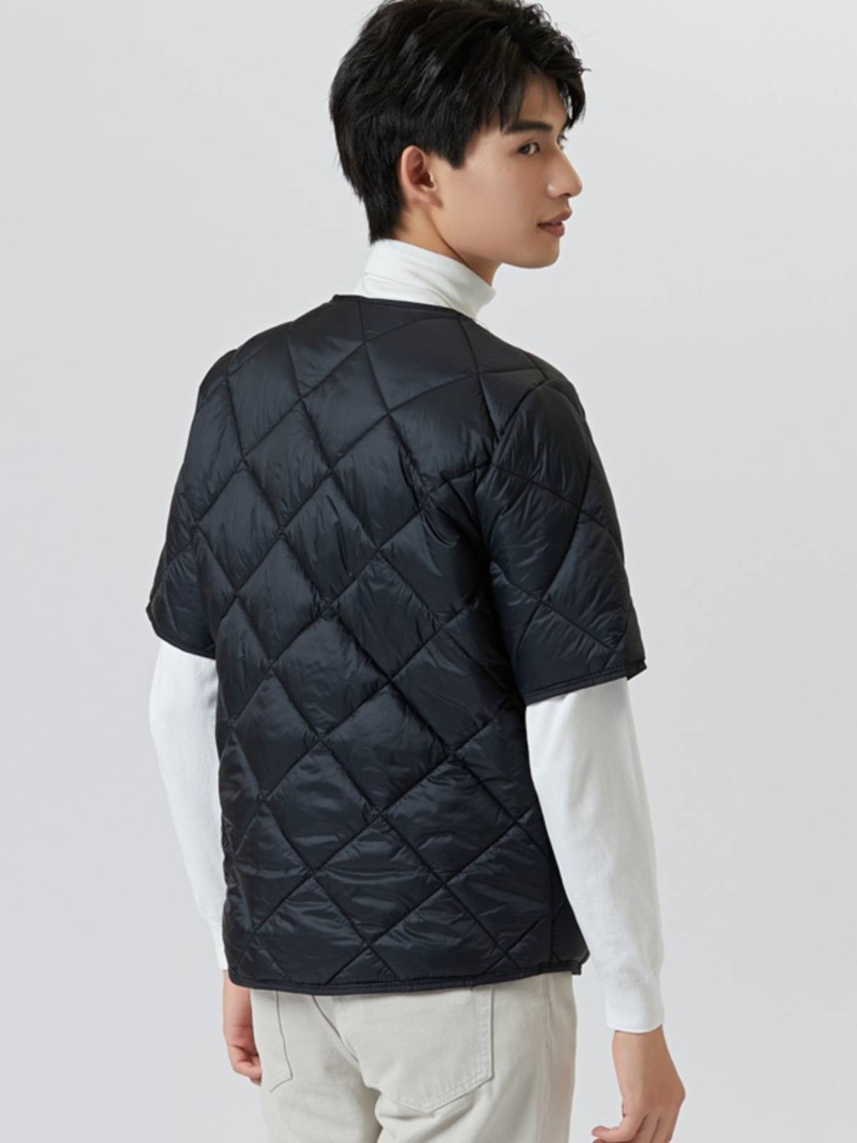 2023 autumn and winter down cotton cotton clothing short -sleeved inner cotton coat, light thin bottom half -sleeved vest men's shoulders