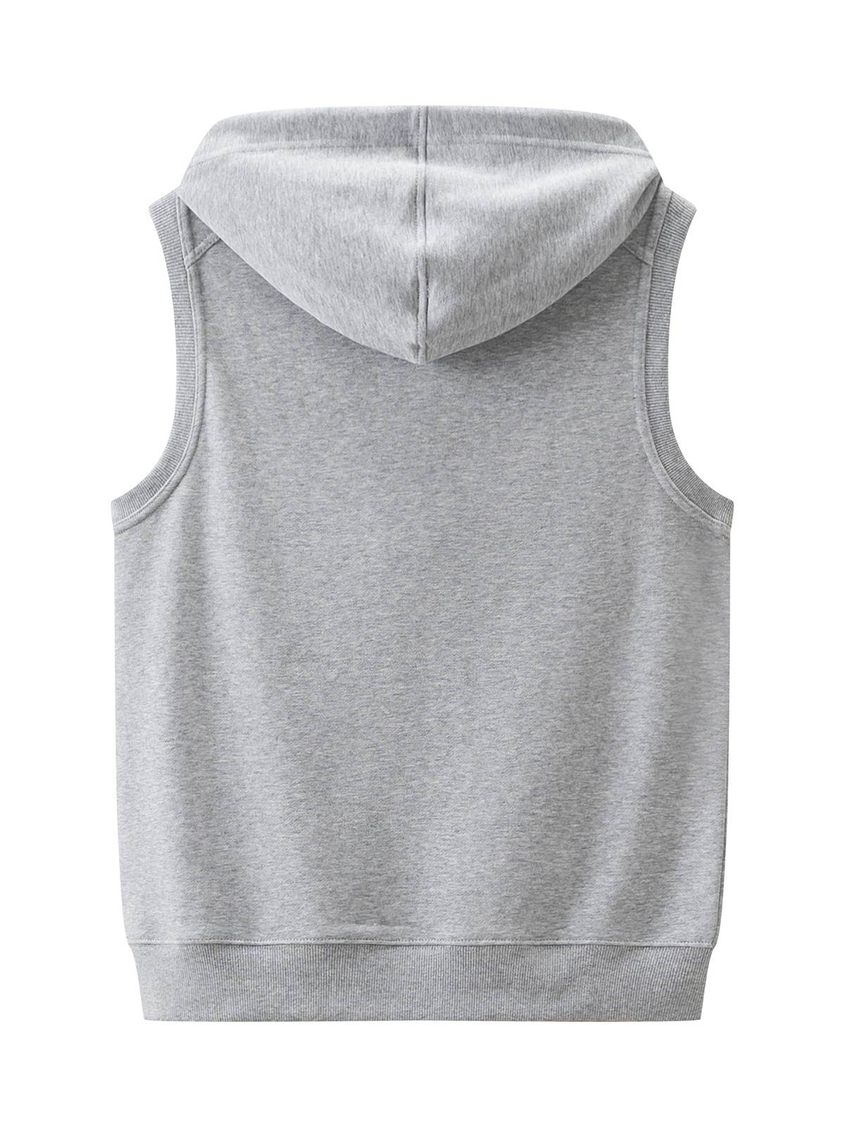 16162 zipper with hooded vest sleeveless sweater, men's sports casual pure cotton wool circle vest