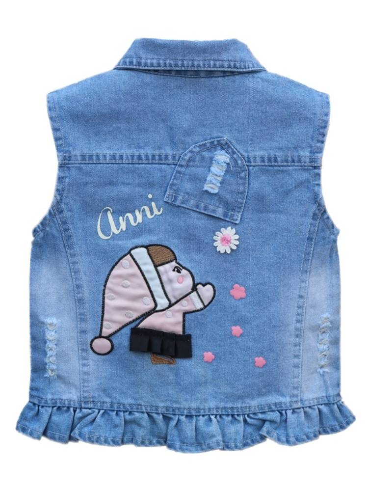 Girls' denim vest spring and autumn vest Princess Matta soft denim, big girl girl girl jacket, shoulder girl spring new