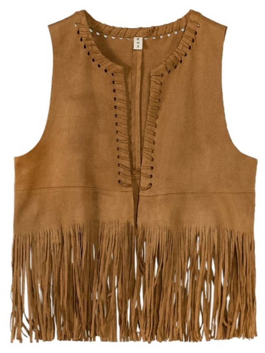 2024 Wandering Wind vest suede suede Western denim vest female streaming shirt jacket Posmian tide tide