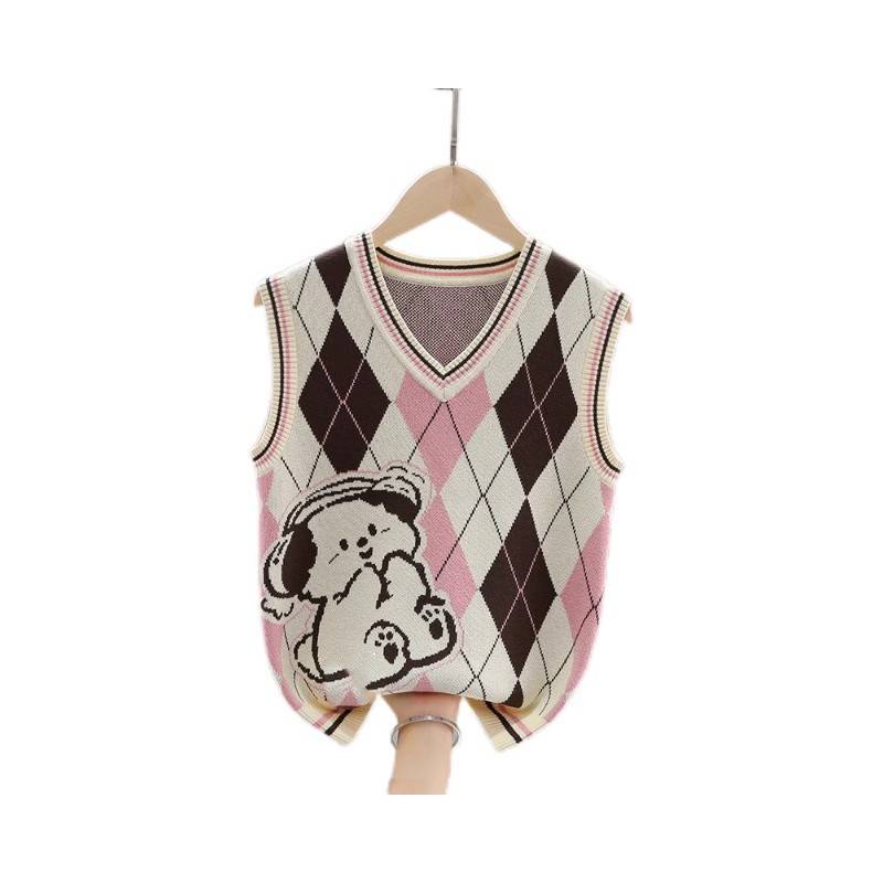 Girl sweater vest in the junior spring and autumn installation of new cotton, wearing knitted vests, wearing children with velvet thickening