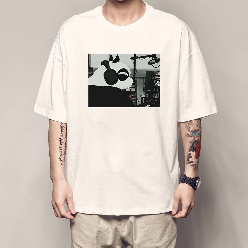 Pure cotton random horses, one -half T -shirt seven smile fists 1/2 short -sleeved Tiandao Qian clothes Panda dad comics peripheral