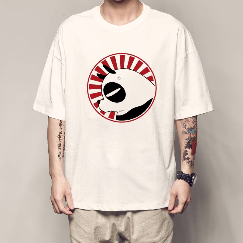 Pure cotton random horses, one -half T -shirt seven smile fists 1/2 short -sleeved Tiandao Qian clothes Panda dad comics peripheral