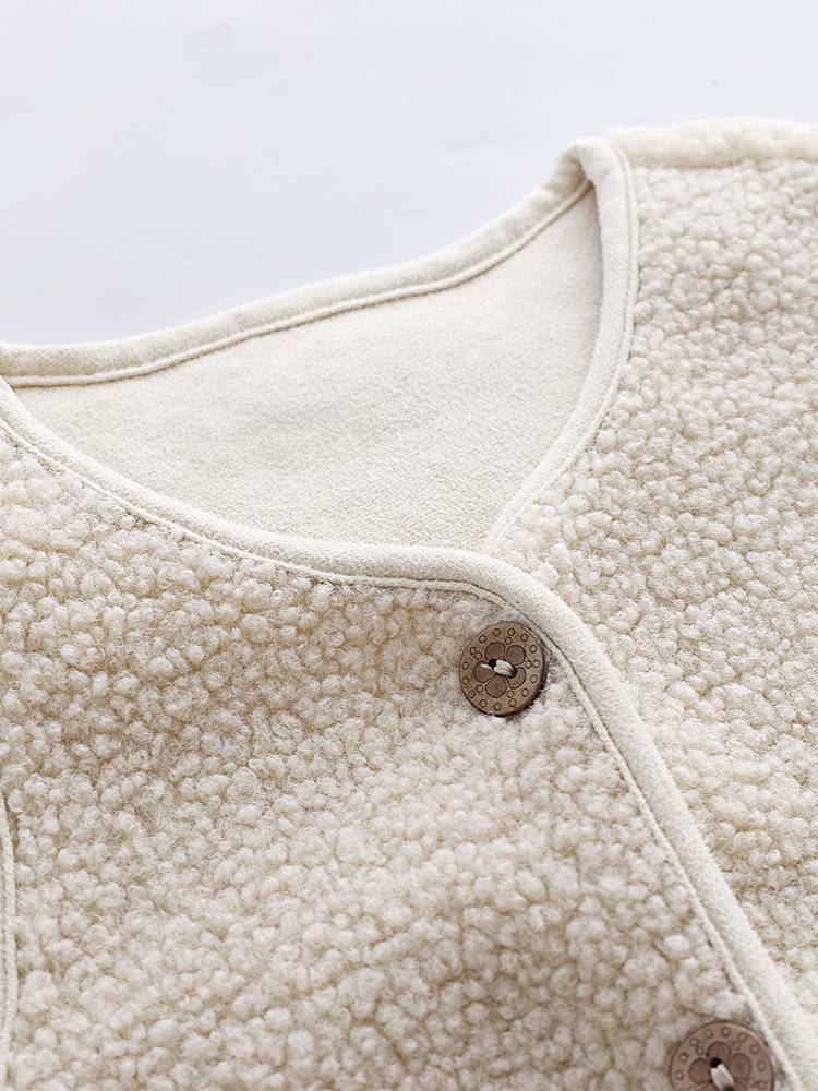 Children vest spring and autumn 2023 new male and female children's shoulder shoulders baby lambscurus vest warm inside and outside wearing tops