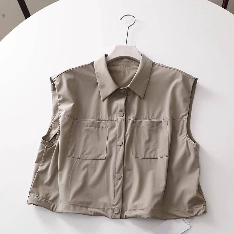 Qingcang special price 07.06 live new lapel -free vestless vest, color stripe stitching connecting dress set female