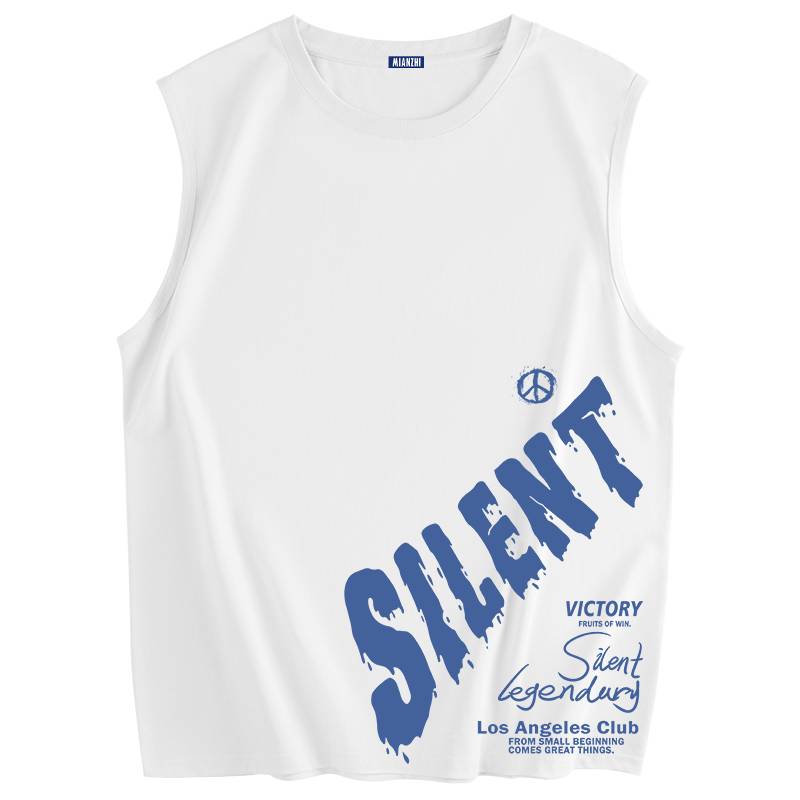 Senma cotton to the summer vest male white cotton cotton sleeveless T -shirt top juvenile young people loose and cut sleeve exercise