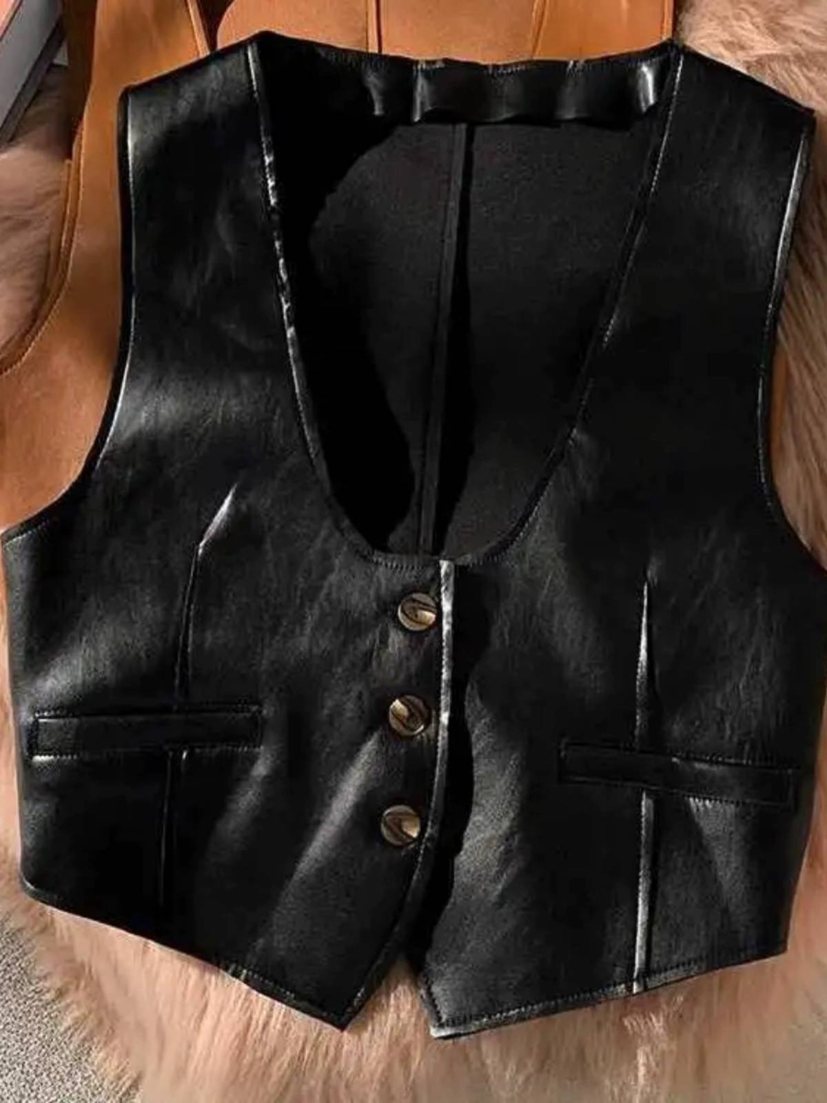 Retro inner skin vest female jacket autumn and winter women's stack wearing brown foreign gas shoulder horses clip vests European coat
