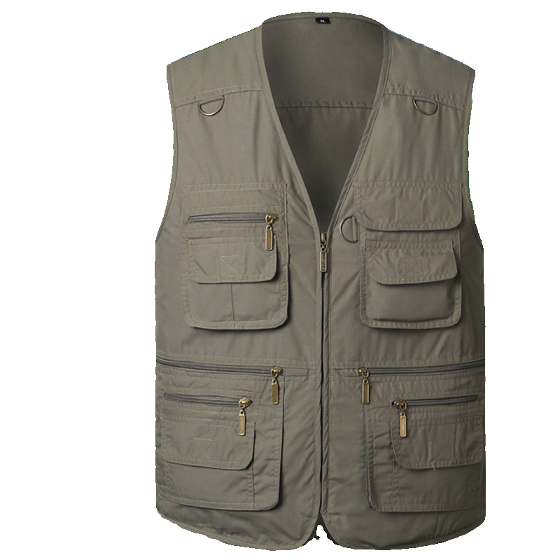 Dad's big size, shoulder, multi -pocket pocket spring and summer fast -drying casual vest fishing worker vest photography outdoor men's clothing