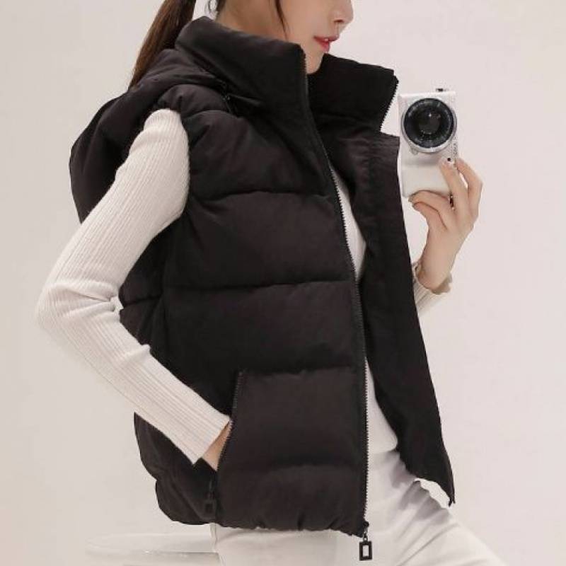 2024 autumn and winter new down cotton cotton -horse armored student hooded hooded honeypot warming Korean version thin vest jacket