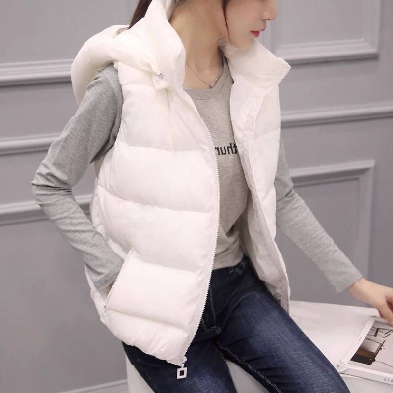 2024 autumn and winter new down cotton cotton -horse armored student hooded hooded honeypot warming Korean version thin vest jacket
