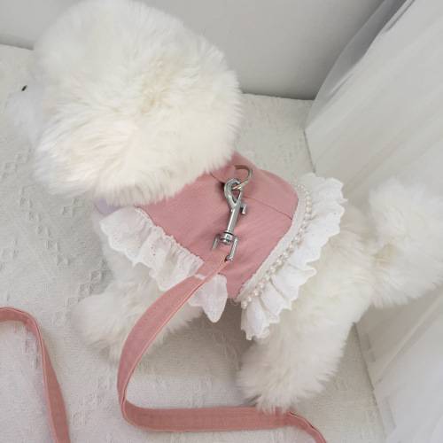 Puppy clothes with traction rope Summer super small dog Yorkson Malzis little deer dog 1 catties bi bear