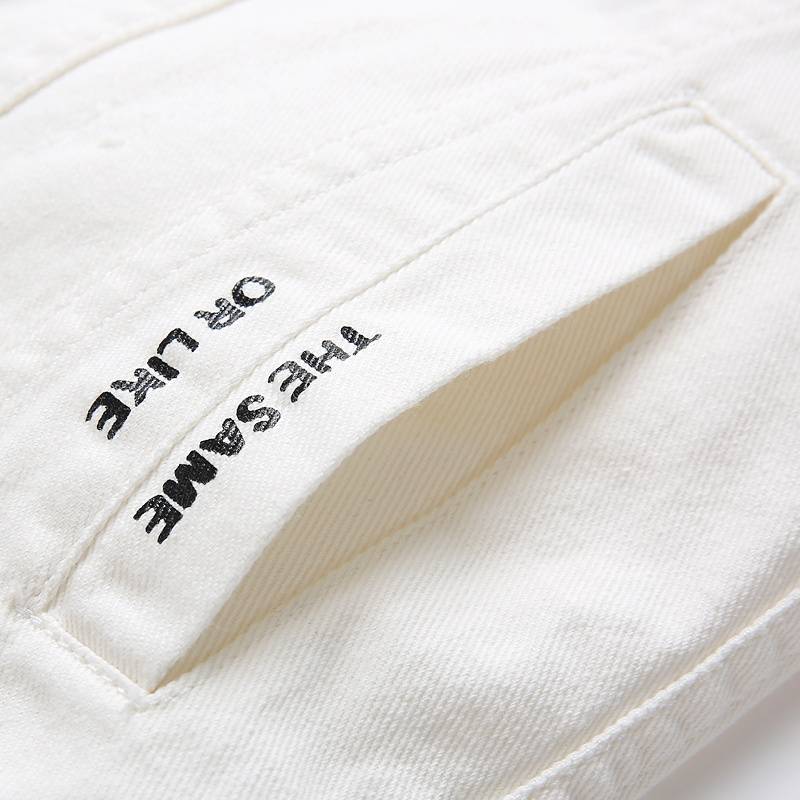Summer denim vest men's youth Korean version of sleeveless shoulder slim white denim vest horses clip tide