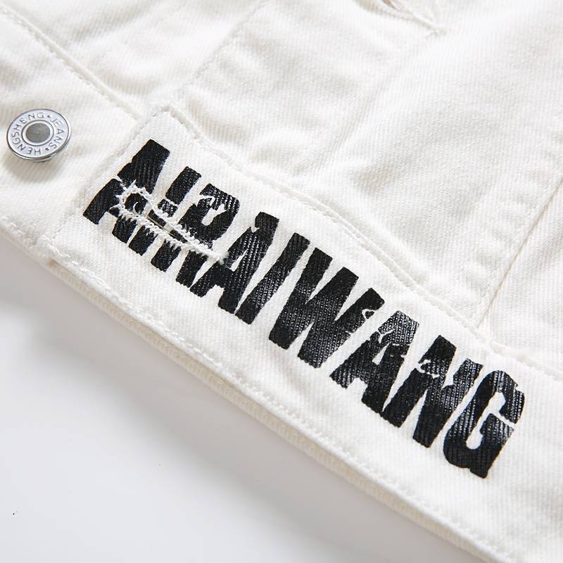 Summer denim vest men's youth Korean version of sleeveless shoulder slim white denim vest horses clip tide