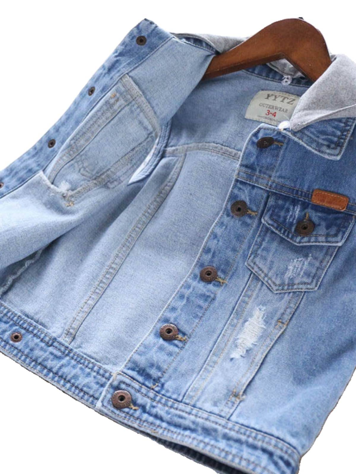 Children's denim vest women's middle children's shoulder top, fashionable spring and autumn, wearing boys autumn clothes, hooded jacket clothes