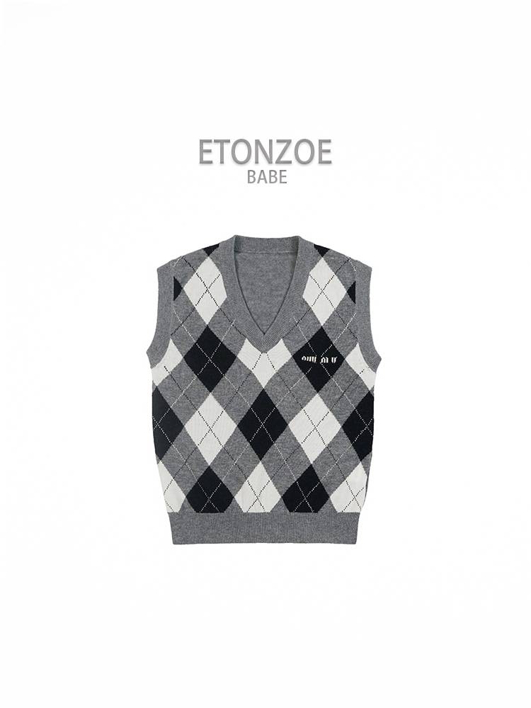 BBW Tongjia 23FW Girls' College Wind Vien Vocal Vocal Great Boys Sweaters Vest Parent -Child Parenting 11/10