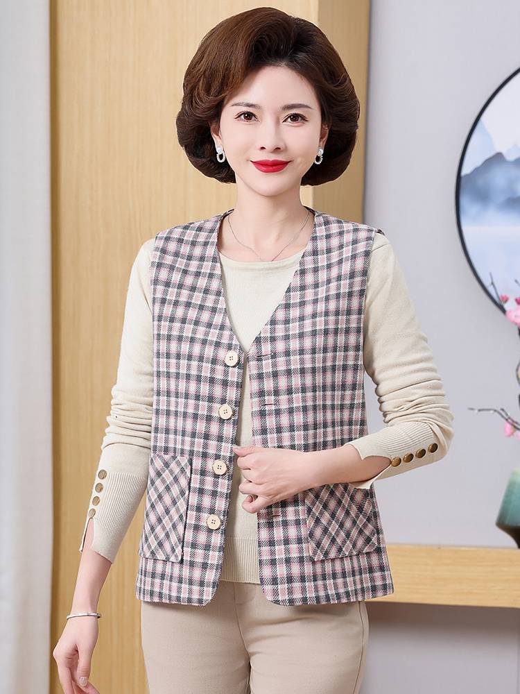 Mom Spring and Autumn Delivery Lauret Vests Shoulder Shoulder Middle -Elderly Women's Women's Da size Fashion Old Man Jacket Horse Clip Vest