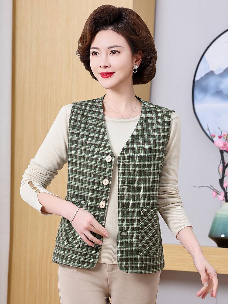 Mom Spring and Autumn Delivery Lauret Vests Shoulder Shoulder Middle -Elderly Women's Women's Da size Fashion Old Man Jacket Horse Clip Vest