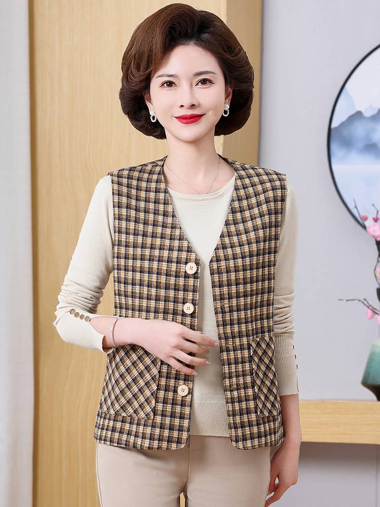 Mom Spring and Autumn Delivery Lauret Vests Shoulder Shoulder Middle -Elderly Women's Women's Da size Fashion Old Man Jacket Horse Clip Vest