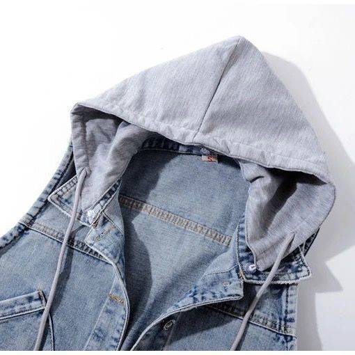 Clear warehouse picking up single big -name women's hooded vest vest vest, denim horses, sloping, thin top jacket