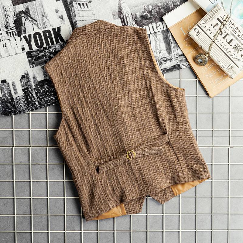 British retro V -neck classic character pattern slim horse clip men's coarse flower Amea Kazakhstan clothing outside wearing vest solid colors
