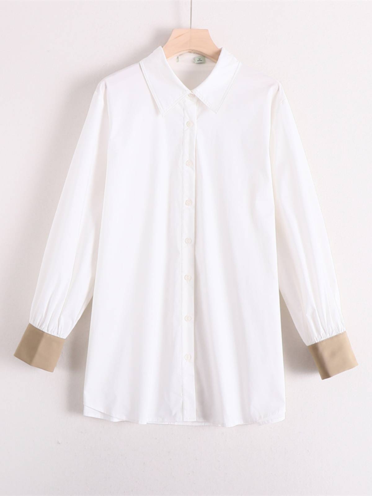 Duo series retro versatile long -sleeved long -sleeved shirt+double -breasted vest contrast 2 -piece set medium long windbreaker spring and autumn clothing